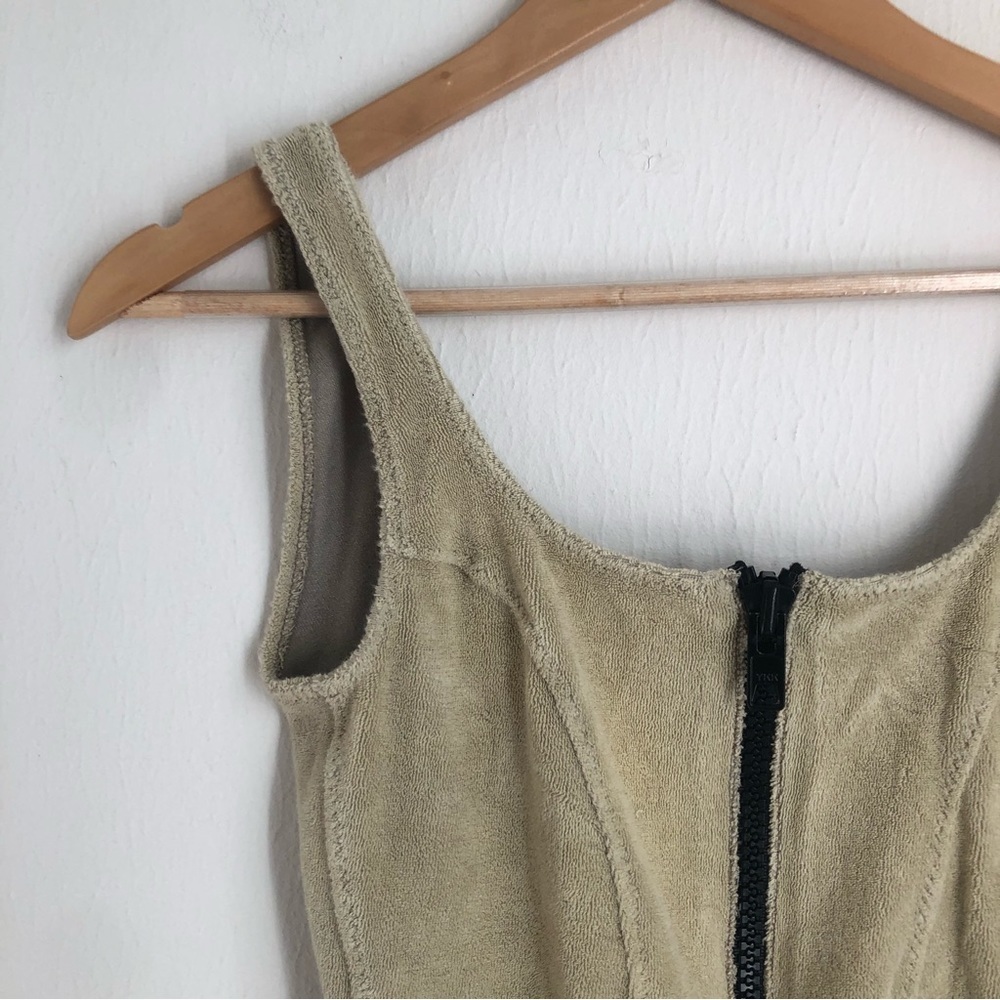 Lisa Marie Fernandez size II (4-6) Beige Terrycloth Zip Front One Piece Swimsuit - Picture 2 of 11